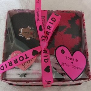 Torrid Betsey Johnson Holiday 3-Pk Sock Set - Black and Red Size 10-11
